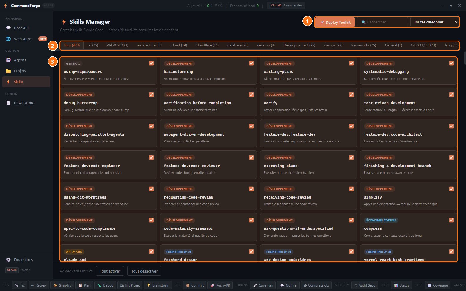 CommandForge : Les skills