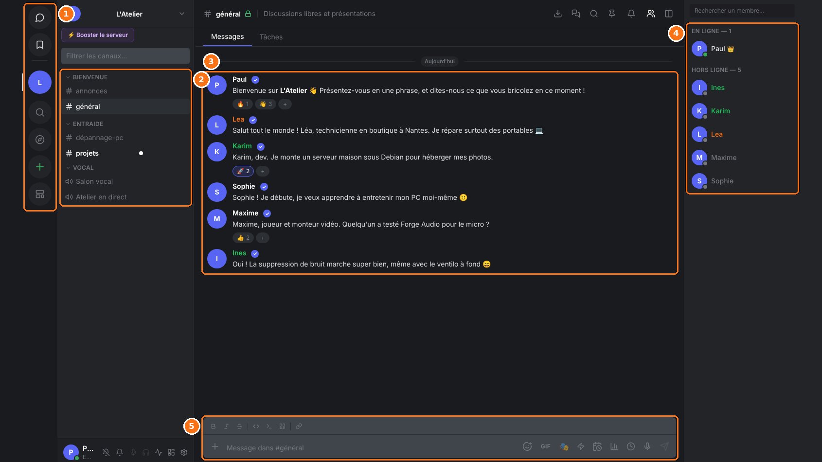 ForgeChat : Un serveur et ses salons