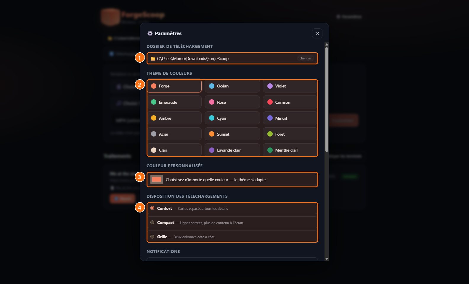 ForgeScoop : Paramètres : apparence