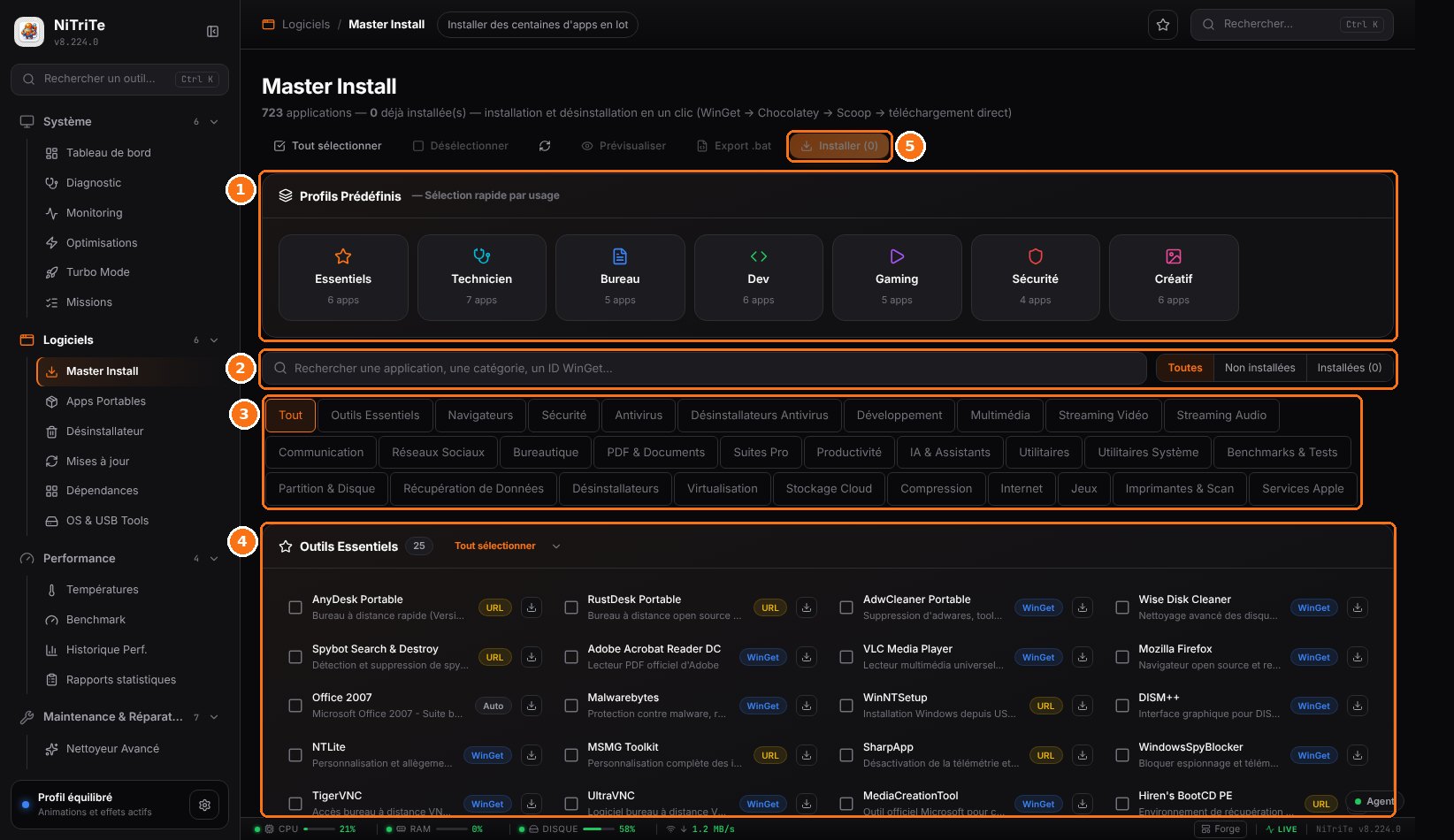 NiTriTe Panneau web : Master Install