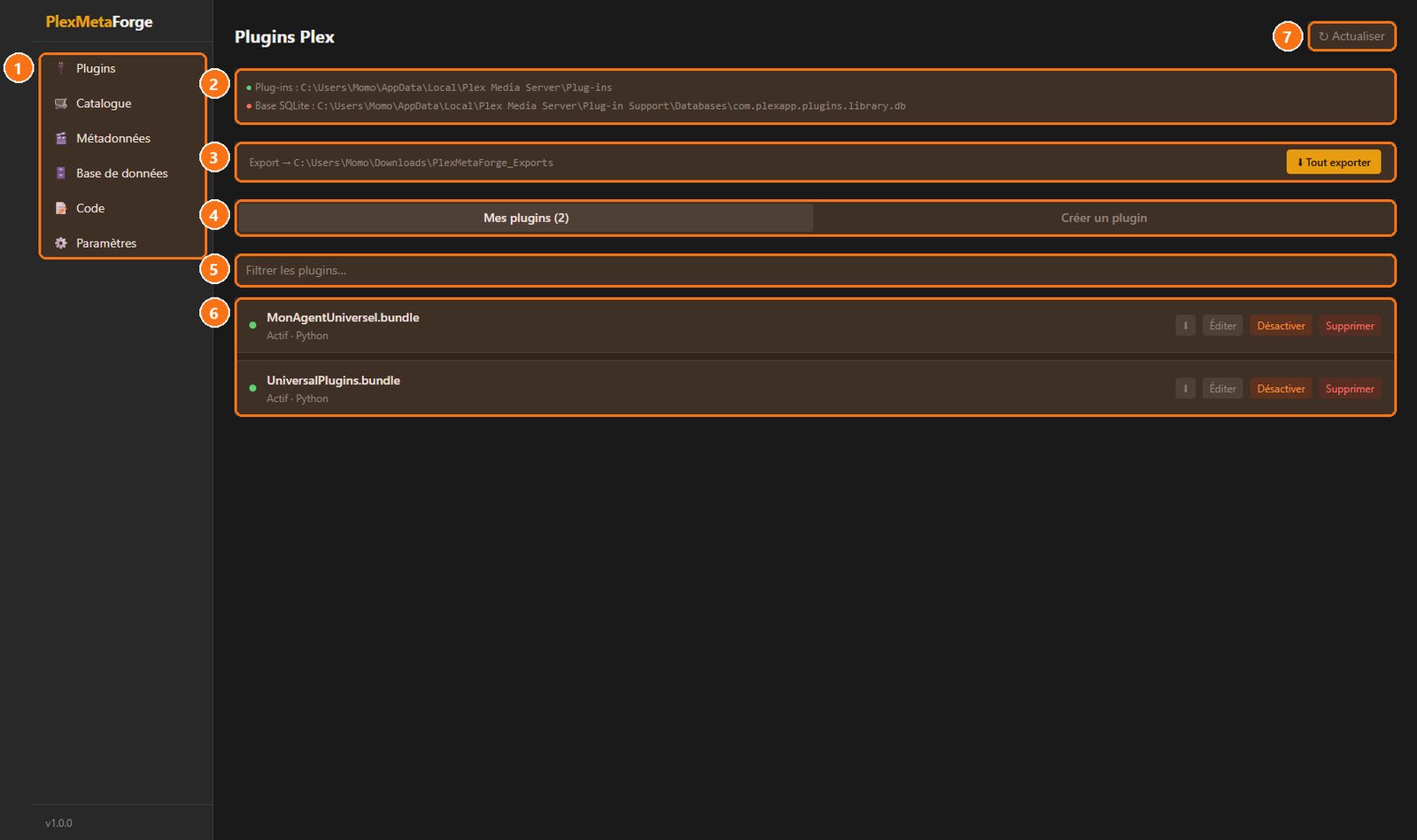 PlexMetaForge : Plugins : vos agents Plex installés