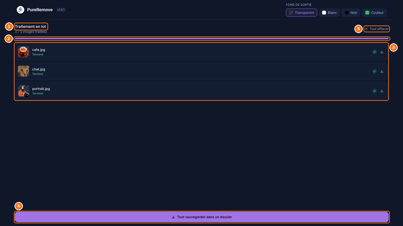 PureRemove : Traitement en lot