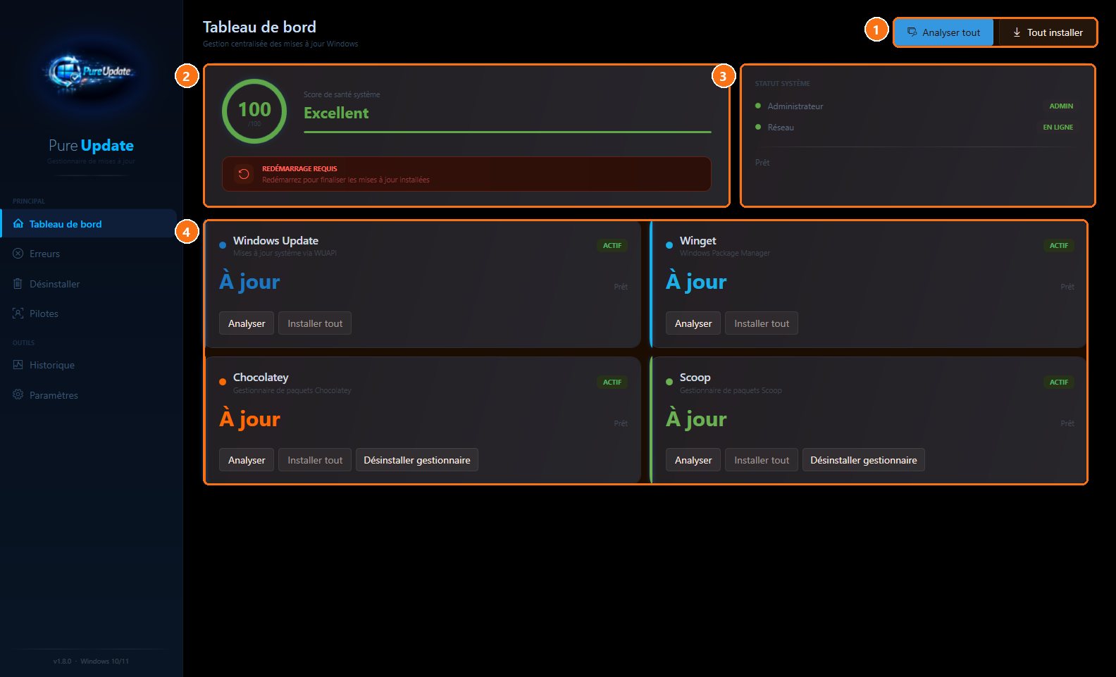 PureUpdate : Le tableau de bord
