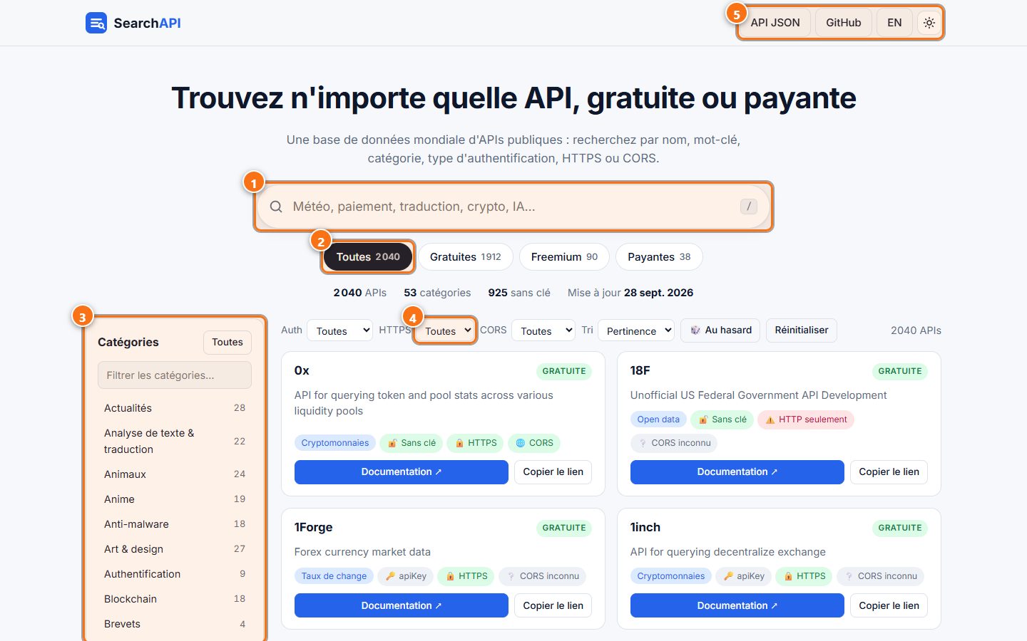 SearchAPI : L'accueil