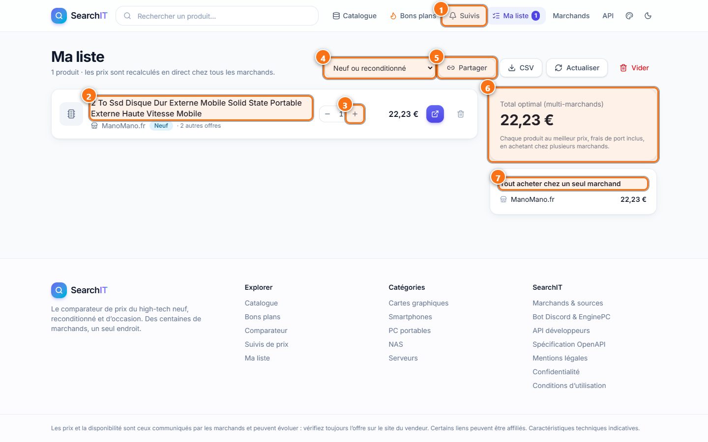 SearchIT : Ma liste et les suivis
