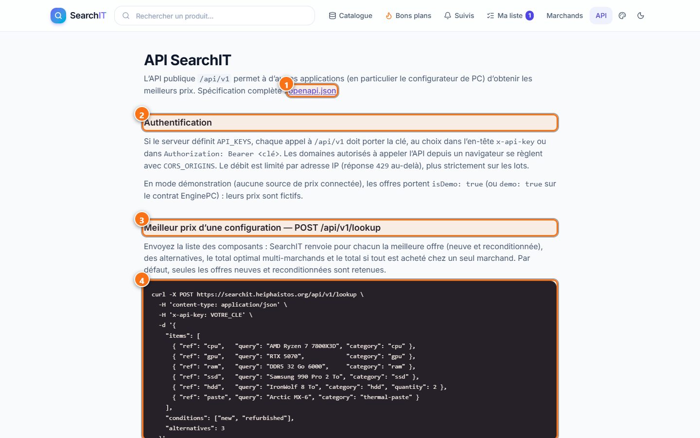 SearchIT : L'API