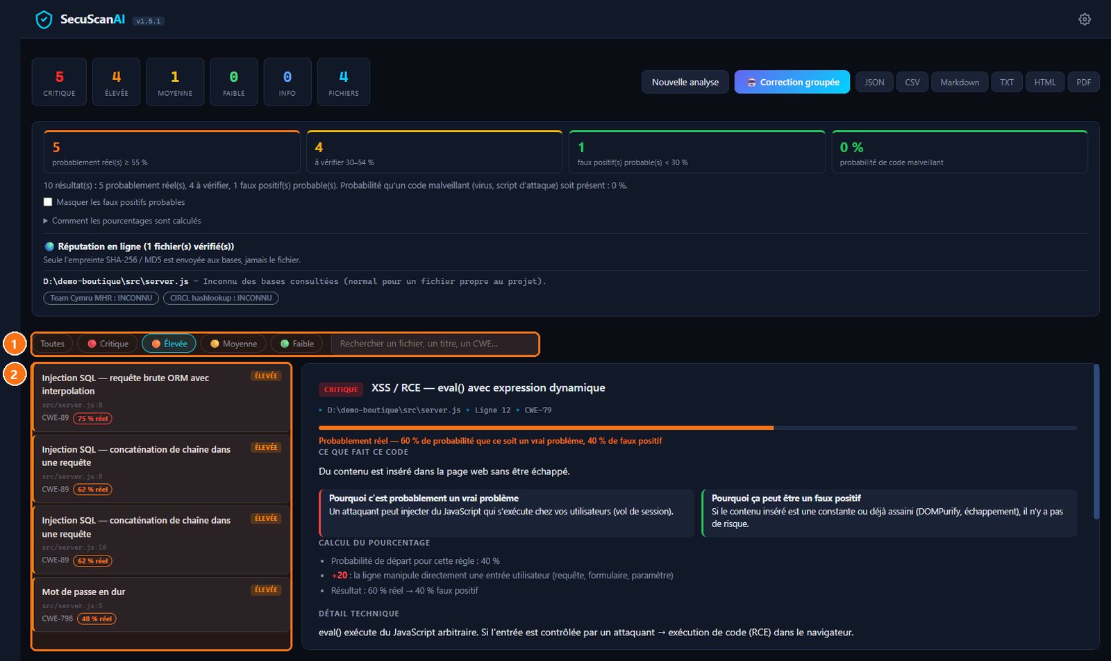 SecuScan AI : Filtrer